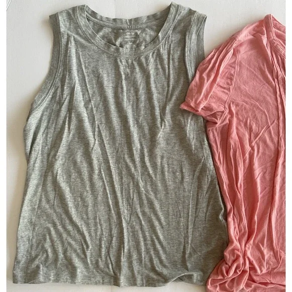 Banana Republic Grey Tank Pink Tee Shirt Large XL Lot - Picture 2 of 3